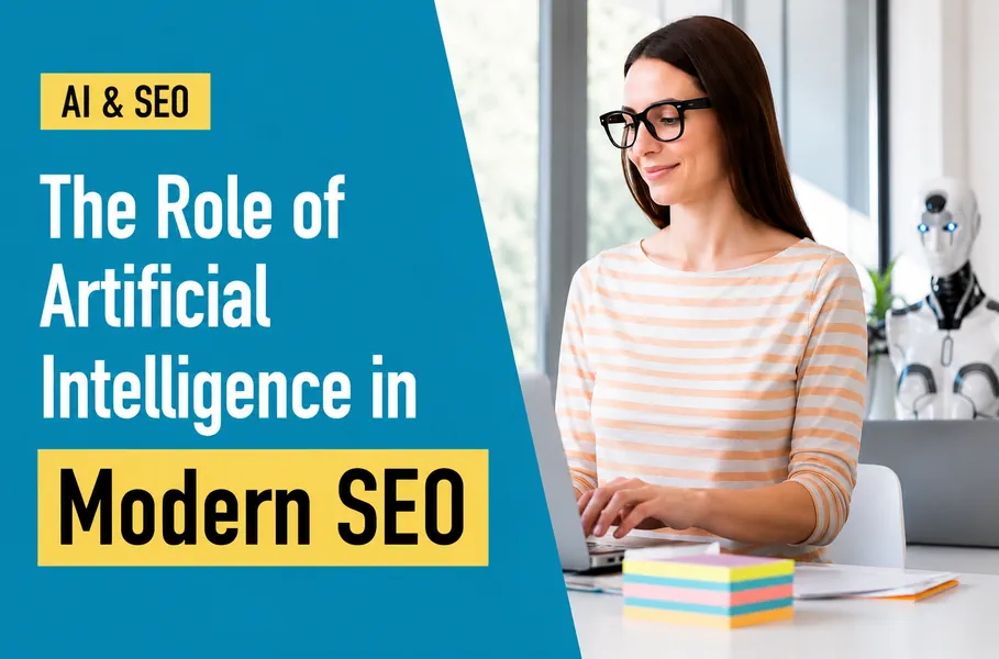 Professional using technology and artificial intelligence tools for modern SEO strategies.