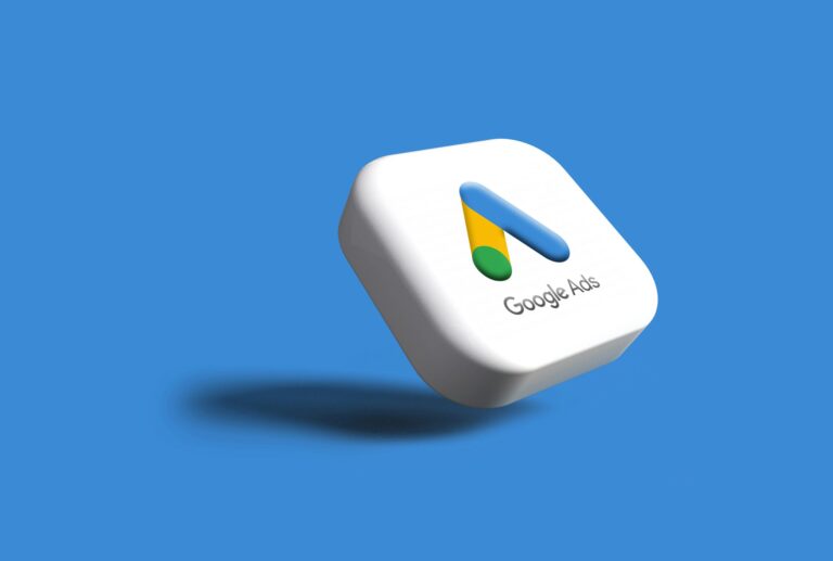 A 3D Google Ads icon floating against a blue background, representing professional Google Ads management for small business growth.