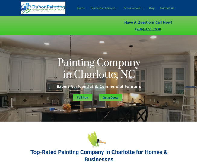 Painting company website development example for a contractor business